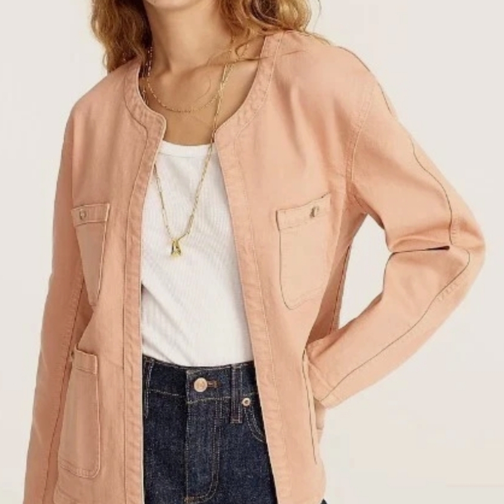 J.Crew Simone Relaxed Garment-Dyed Chore Jacket Sz L Light Caramel
